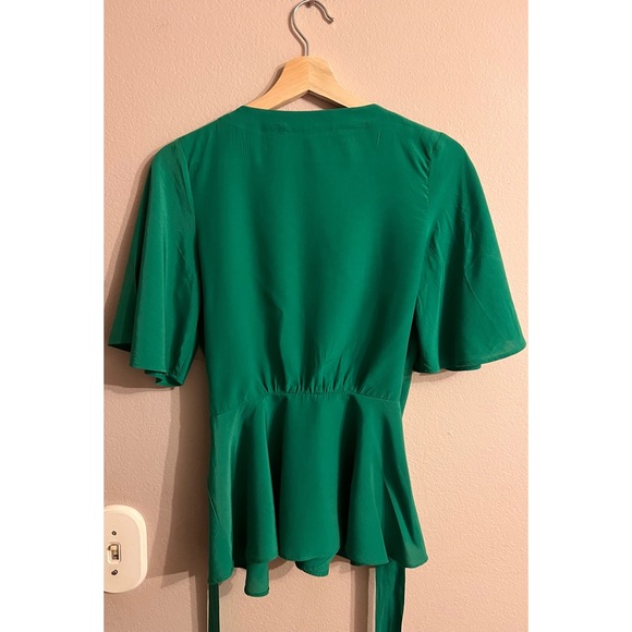 Loft Petite Kelly Green Wrap Top - Picture 3 of 3